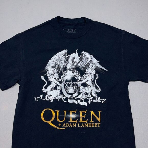 Queen + Adam Lambert T-Shirt Medium 2019 Band Tee Concert Tour Graphic Black - Picture 2 of 9